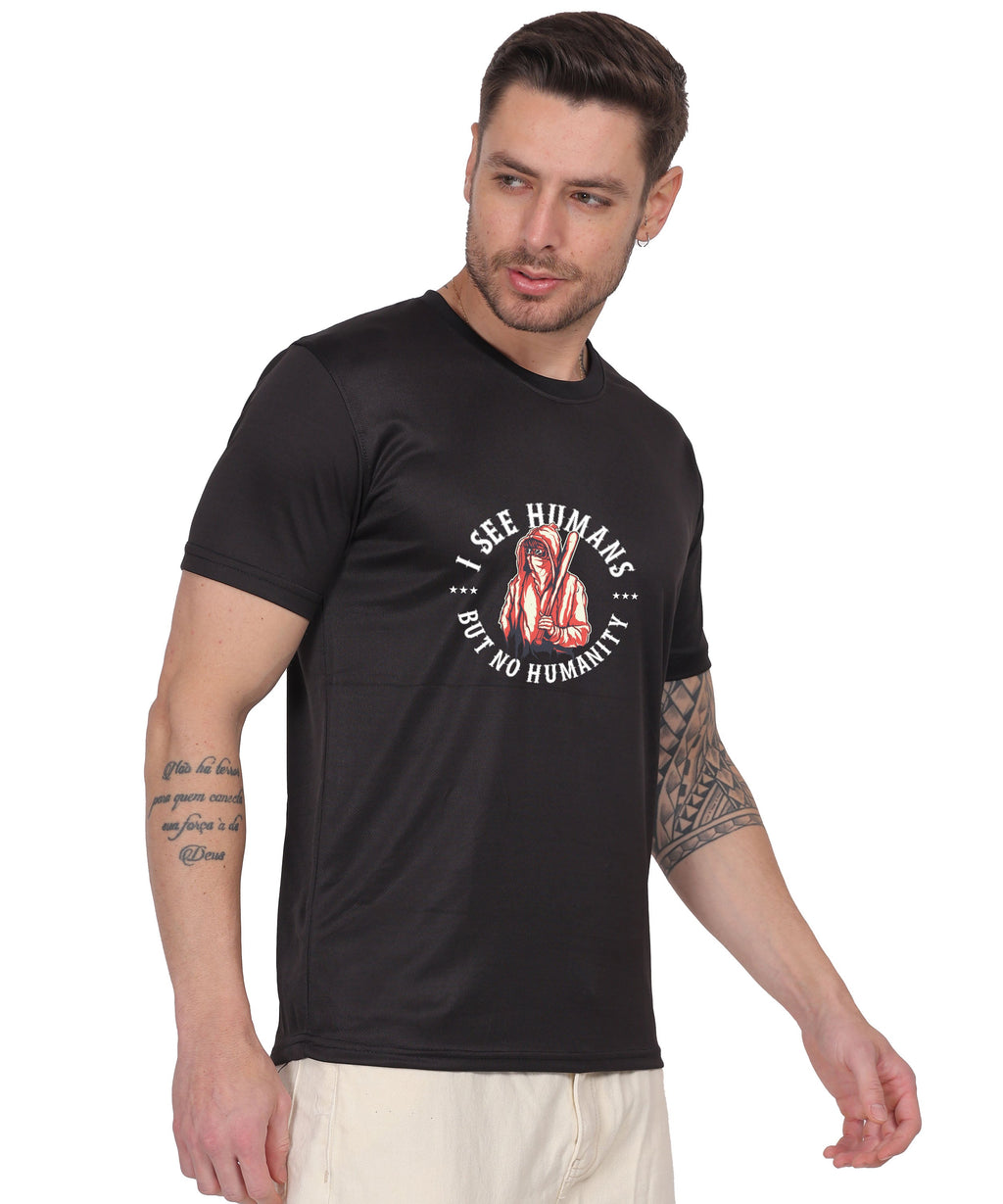 Generic Military Quote Graphic T-Shirt, Black Cotton, Short Sleeve, Crew Neck, Regular Fit